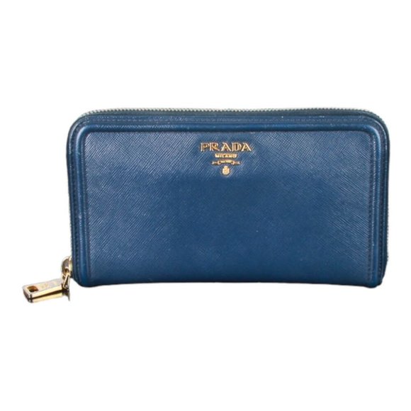Authentic Prada Saffiano Blue leather zip around wallet - Picture 1 of 16